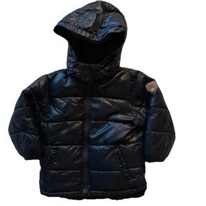 Baby Gap Toddler Unisex Blue Puffer Winter Hooded Jacket Coat Size 4